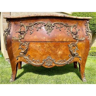 Commode Marqueterie & Bronze Style Louis XV