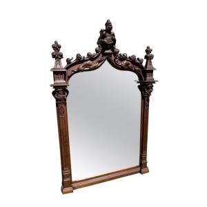 Gothic Style Walnut Mirror