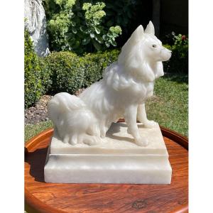 Alabaster Sculpture, Small Shepherd Dog