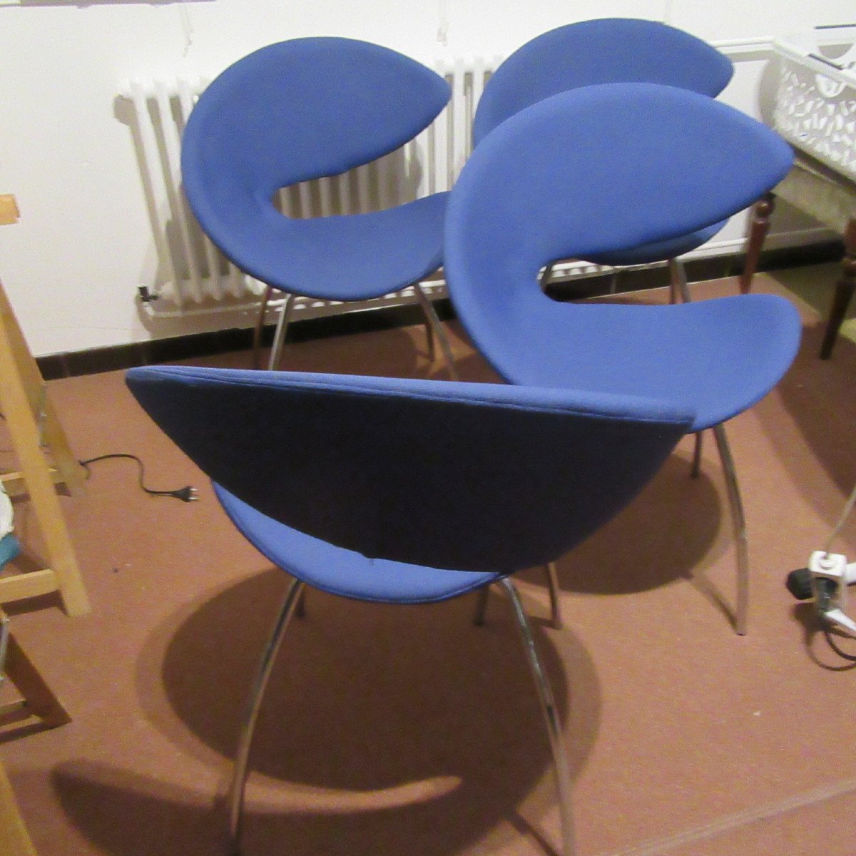 4 Chairs - Midj Brand Armchairs Model Twist Blue Fabric-photo-1