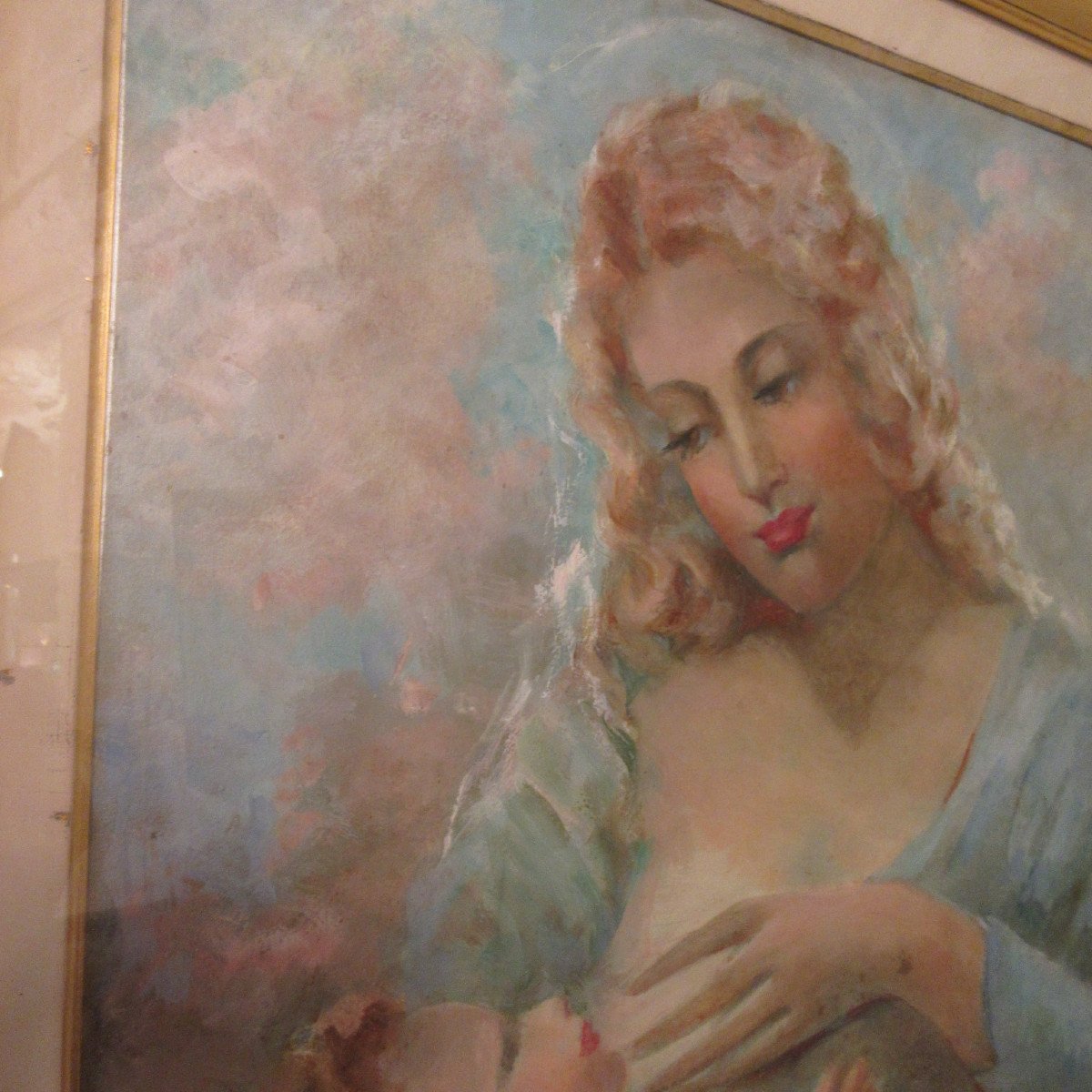 Pastel Painting Under Glass. Mother And Child By Armando Busi-photo-4