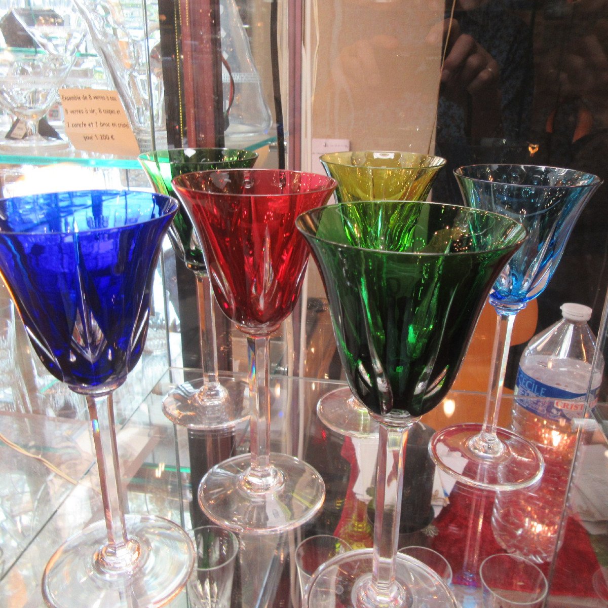 6 Saint Louis Cerdagne Crystal Glasses Of Different Color In Perfect Condition-photo-8