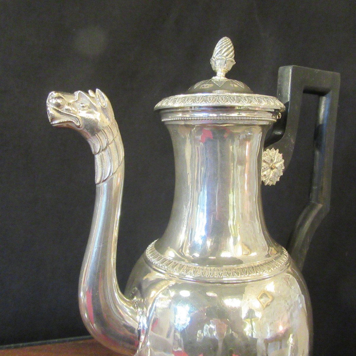 Sterling Silver Coffee Pot Rooster Hallmark 1st Title (1798-1809)-photo-1