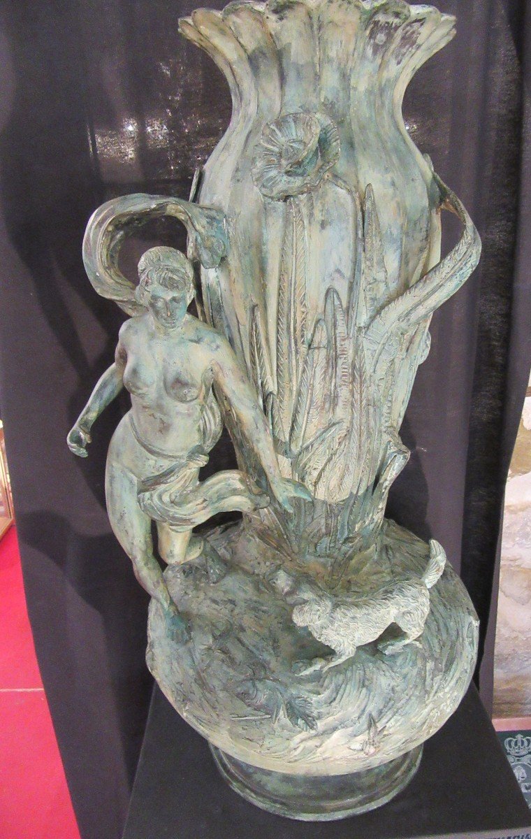 Vase en bronze Epoque Art Nouveau Louis Auguste MOREAU (attribué) 