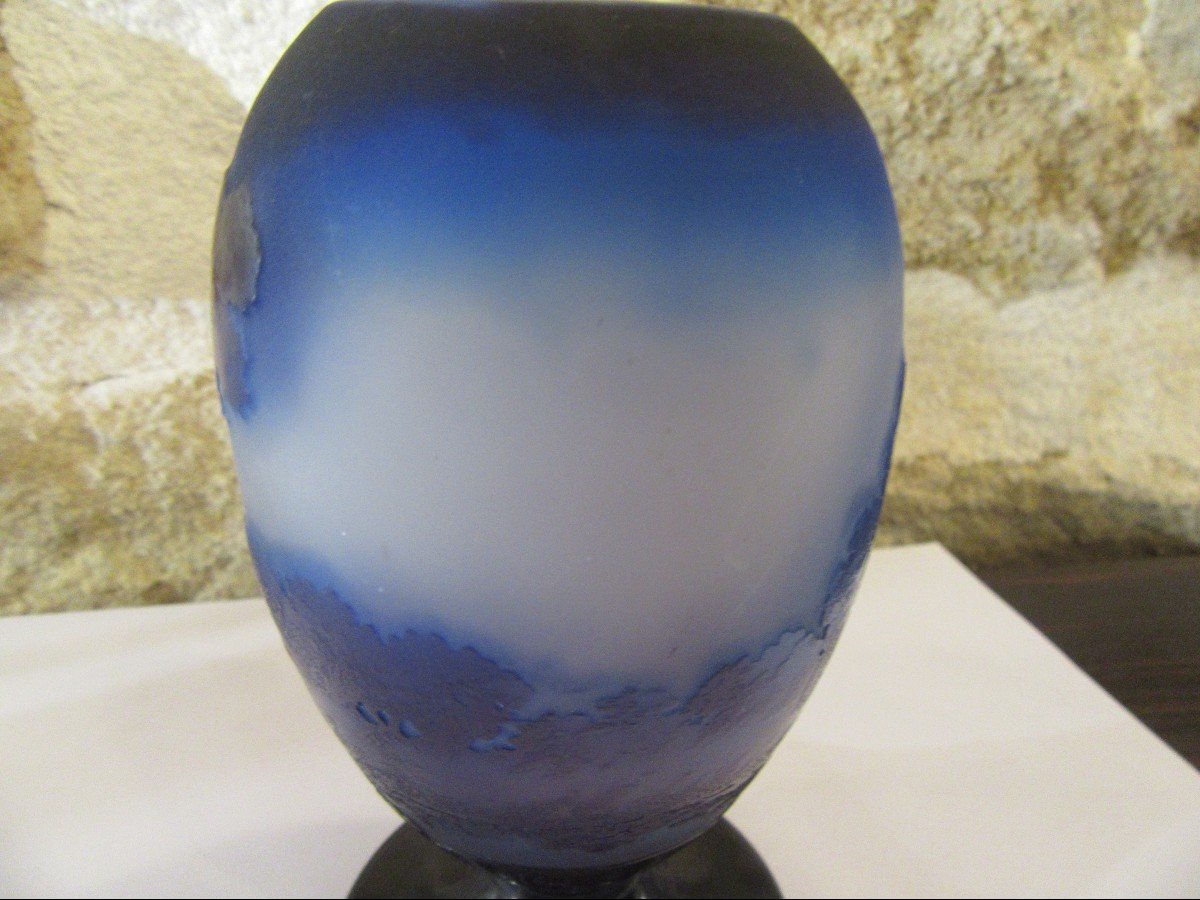 Gallé Rare Blue Vase-photo-5