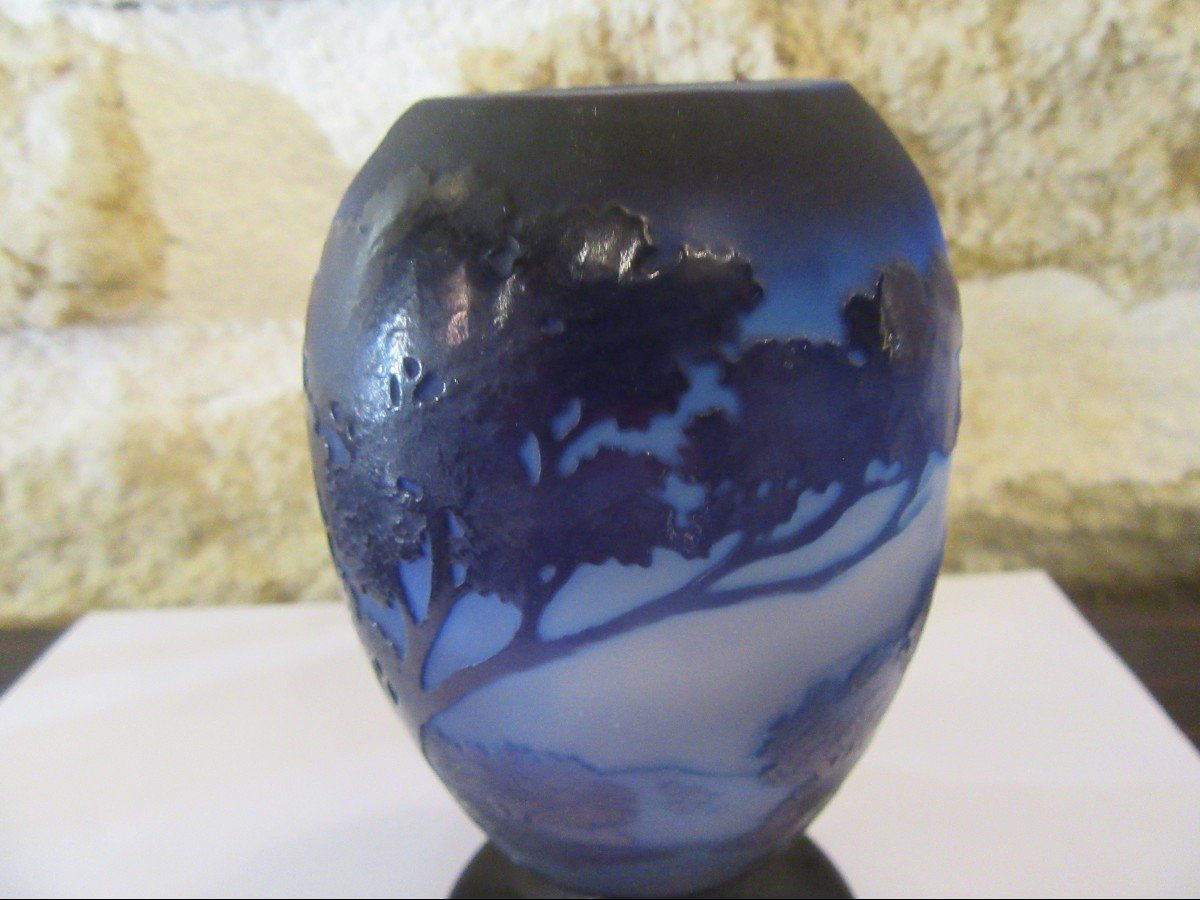 Gallé Rare Blue Vase-photo-6