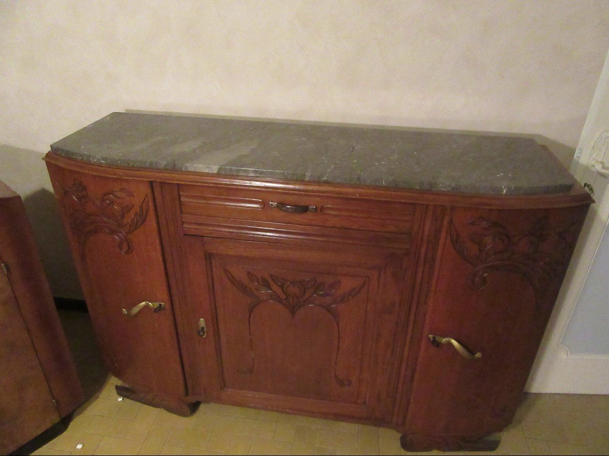 1930s/40s Art Deco Buffet Or Sideboard In Solid Oak-photo-2