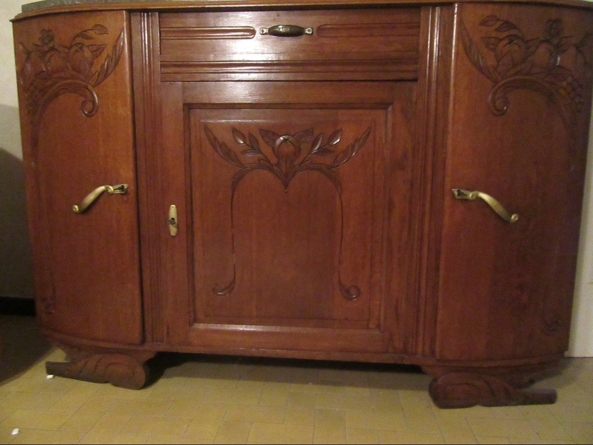 1930s/40s Art Deco Buffet Or Sideboard In Solid Oak-photo-3