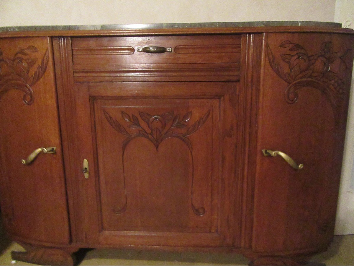 1930s/40s Art Deco Buffet Or Sideboard In Solid Oak-photo-4