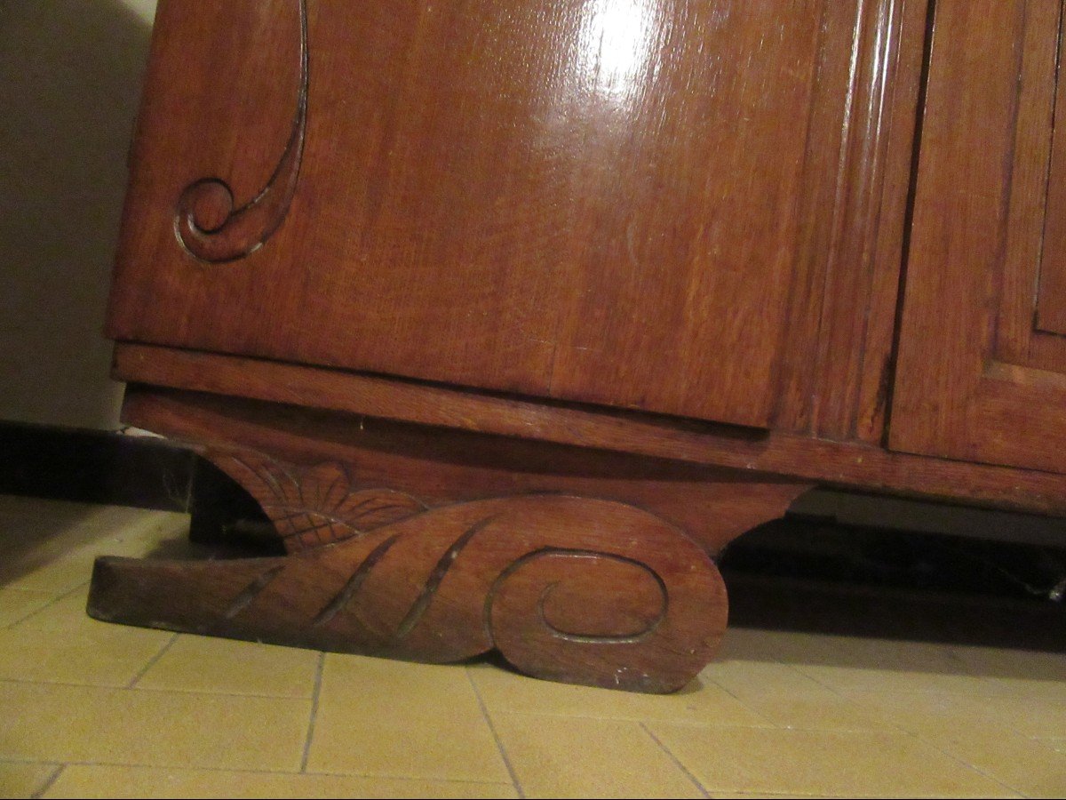 1930s/40s Art Deco Buffet Or Sideboard In Solid Oak-photo-2