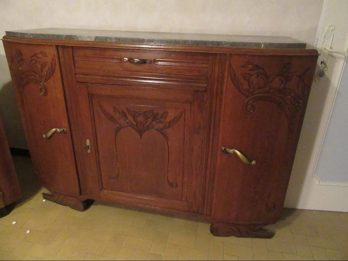 1930s/40s Art Deco Buffet Or Sideboard In Solid Oak