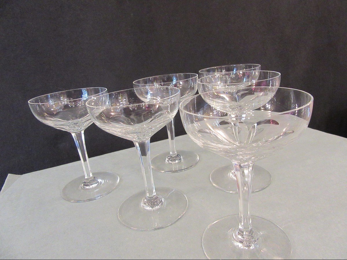 Baccarat Cristal - 6 Coupes à Champagne Modèle Génova-photo-2