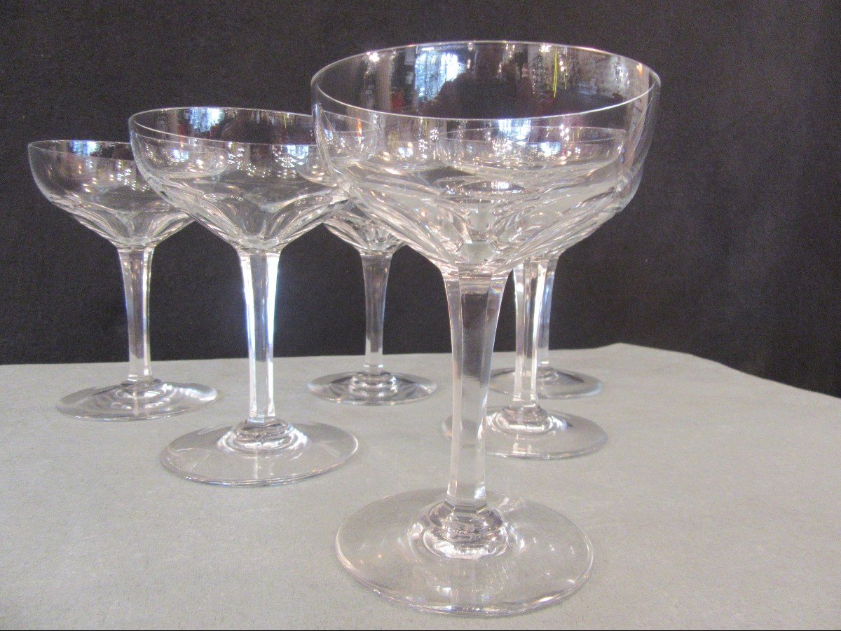 Baccarat Cristal - 6 Coupes à Champagne Modèle Génova-photo-1