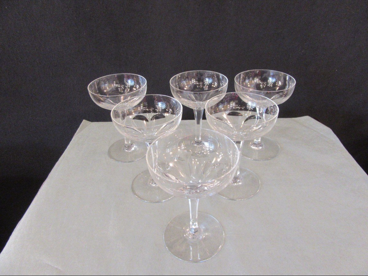 Baccarat Cristal - 6 Coupes à Champagne Modèle Génova