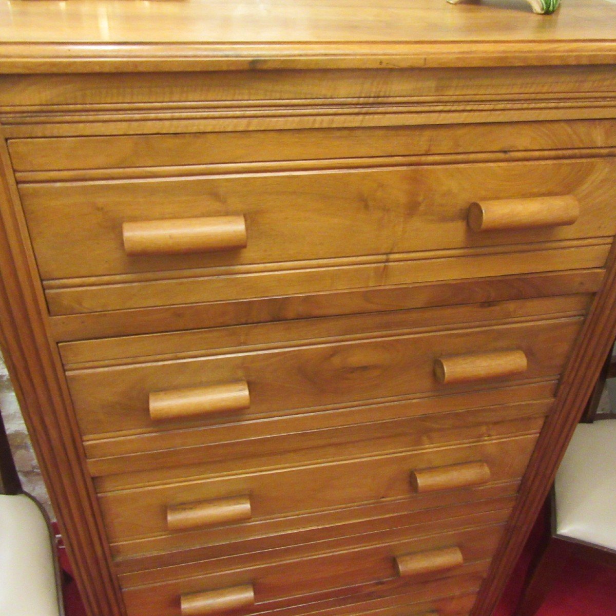 Art Deco Chest Of Drawers Or Chiffonnier In Blond Walnut-photo-3