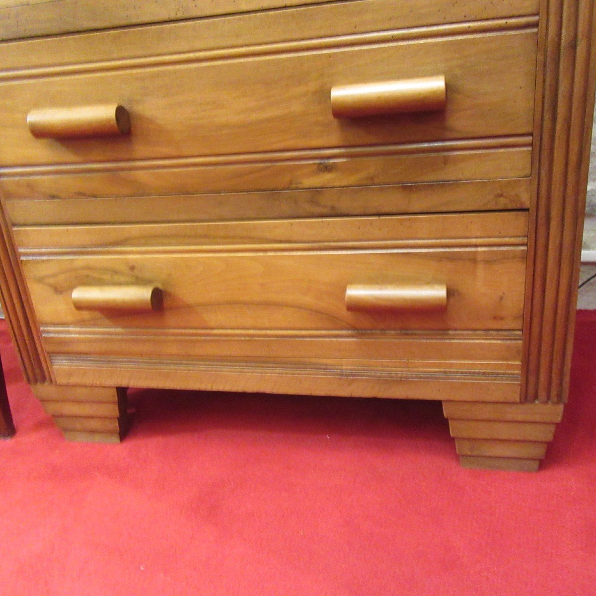 Art Deco Chest Of Drawers Or Chiffonnier In Blond Walnut-photo-8