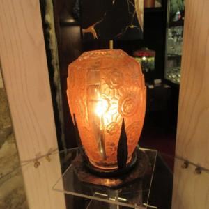 Robj Beautiful Night Light And Incense Burner In Molded Glass On Wrought Iron Foot Period 1910/1915