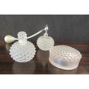 Lalique France Service De Toilette 3 Pièces Modèle Cactus