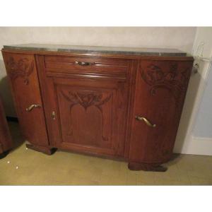 1930s/40s Art Deco Buffet Or Sideboard In Solid Oak