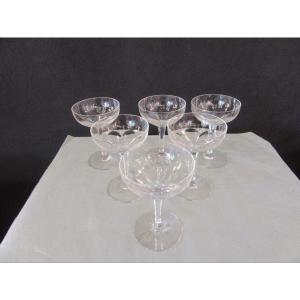 Baccarat Cristal - 6 Coupes à Champagne Modèle Génova