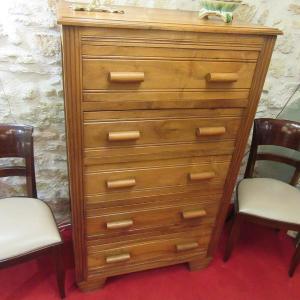 Art Deco Chest Of Drawers Or Chiffonnier In Blond Walnut