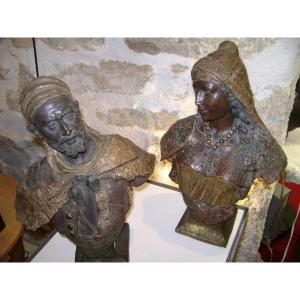 Pair Of Goldscheider Busts (1895) Terracotta Antar And Abla