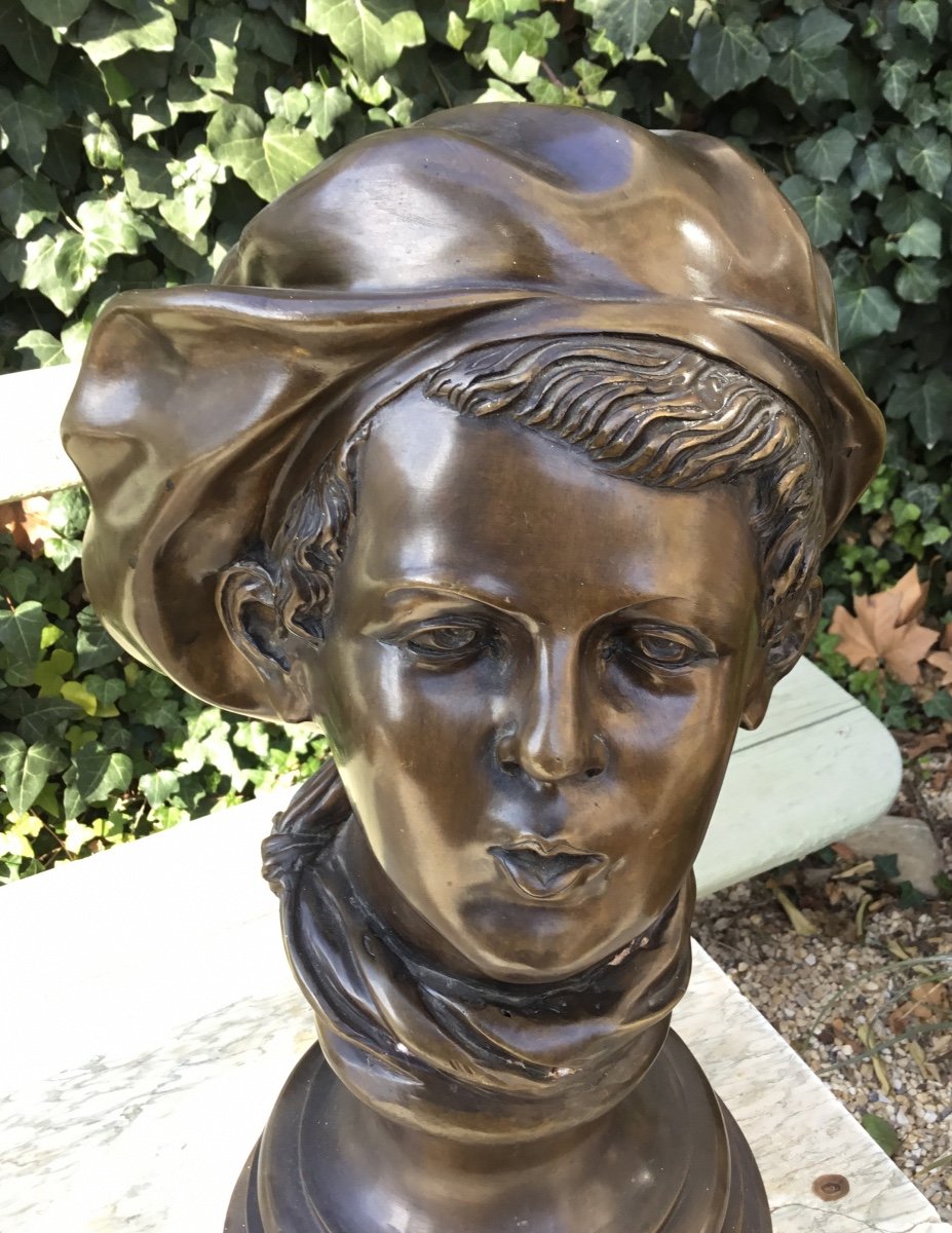 Important Bronze Bust Of Titi Parisien-photo-2