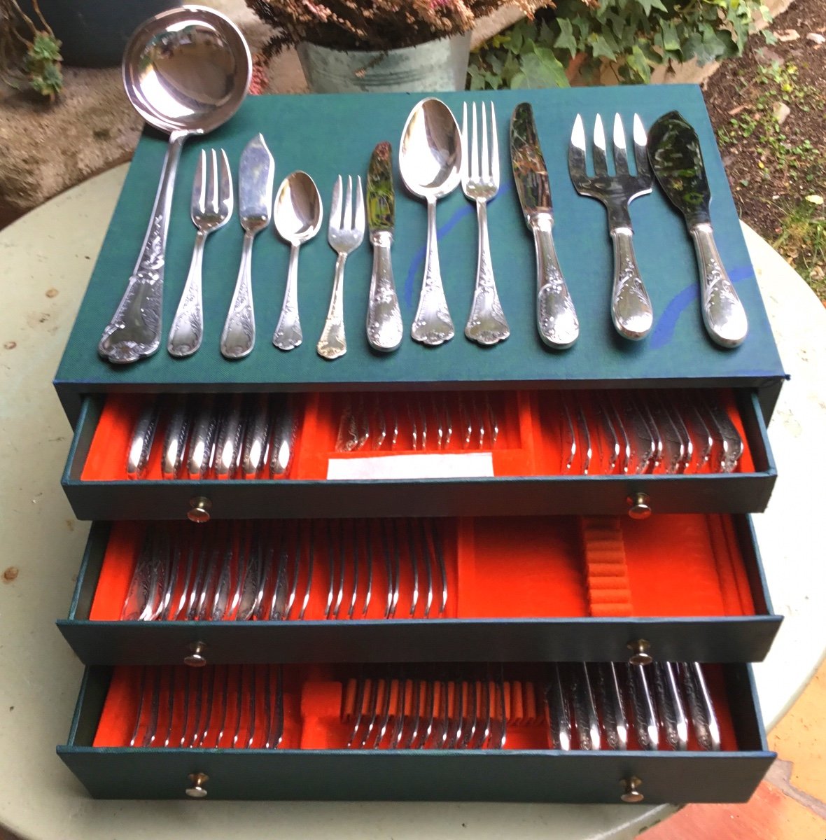 François Frionnet. Rocaille Style Silver Metal Cutlery Set 