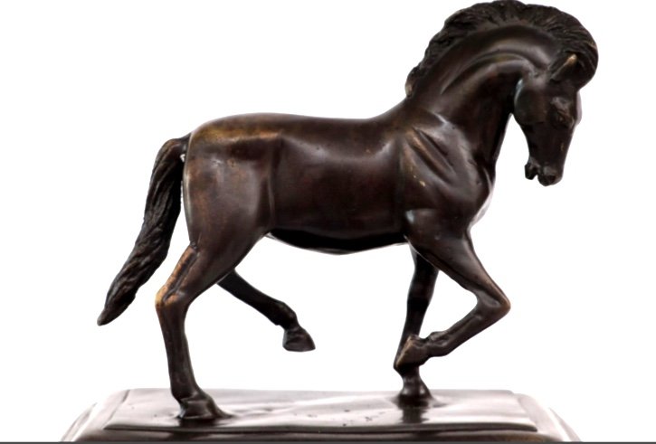 Bronze With Brown Patina After à.susini (1558-1624) Horse Walking H: 39 Cm-photo-4