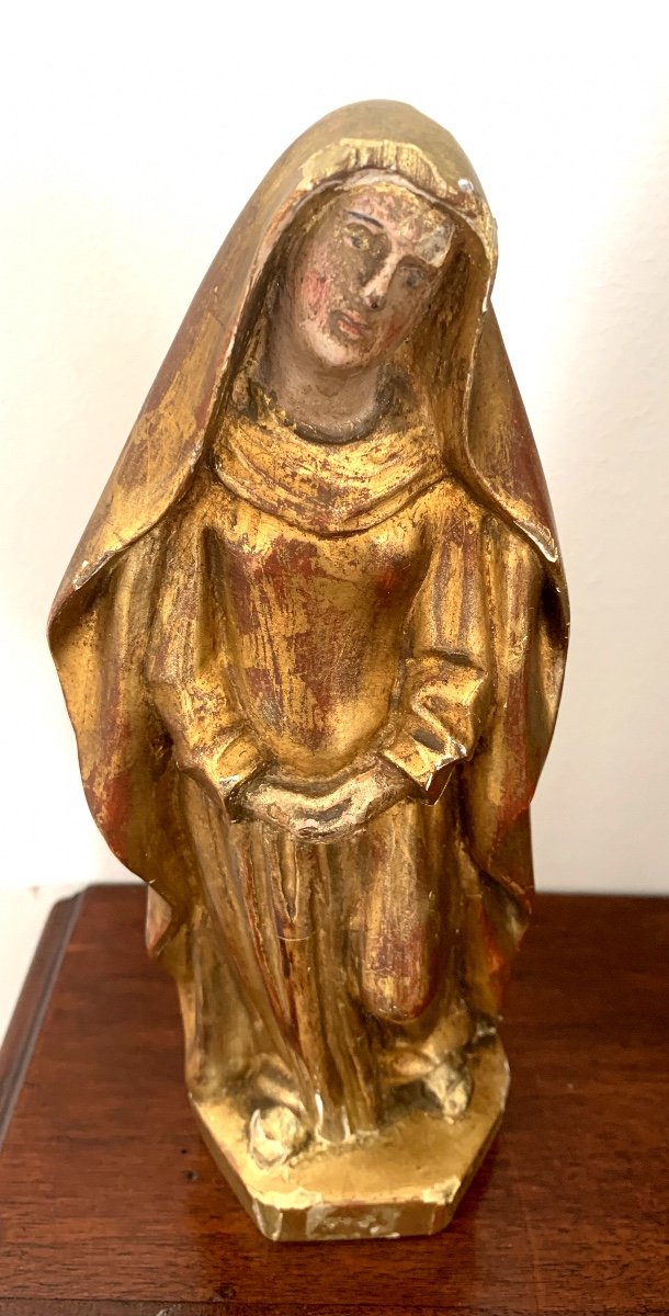 Vierge En Bois Doré .début XIXeme -photo-2