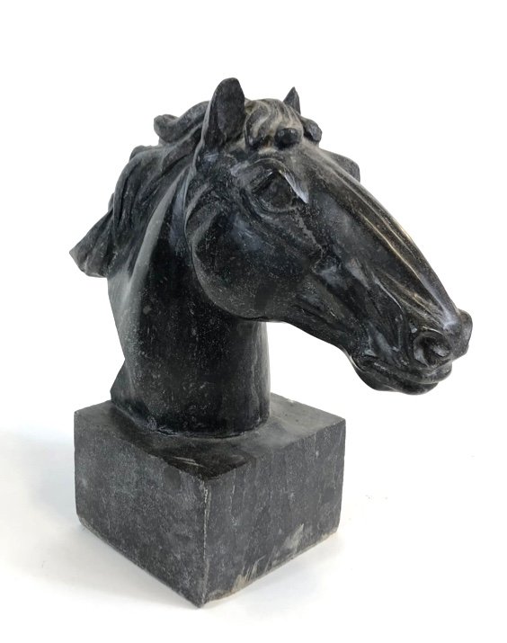 Superb Carved Granite Horse Head. 1940s-photo-2