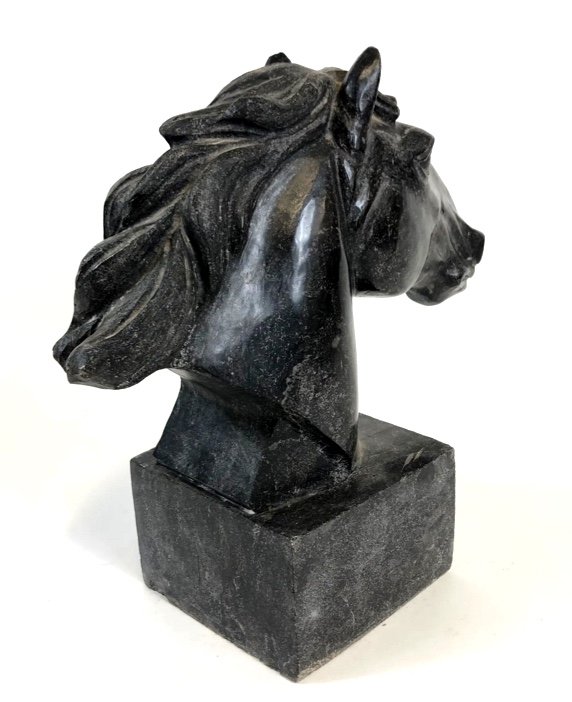 Superb Carved Granite Horse Head. 1940s-photo-3