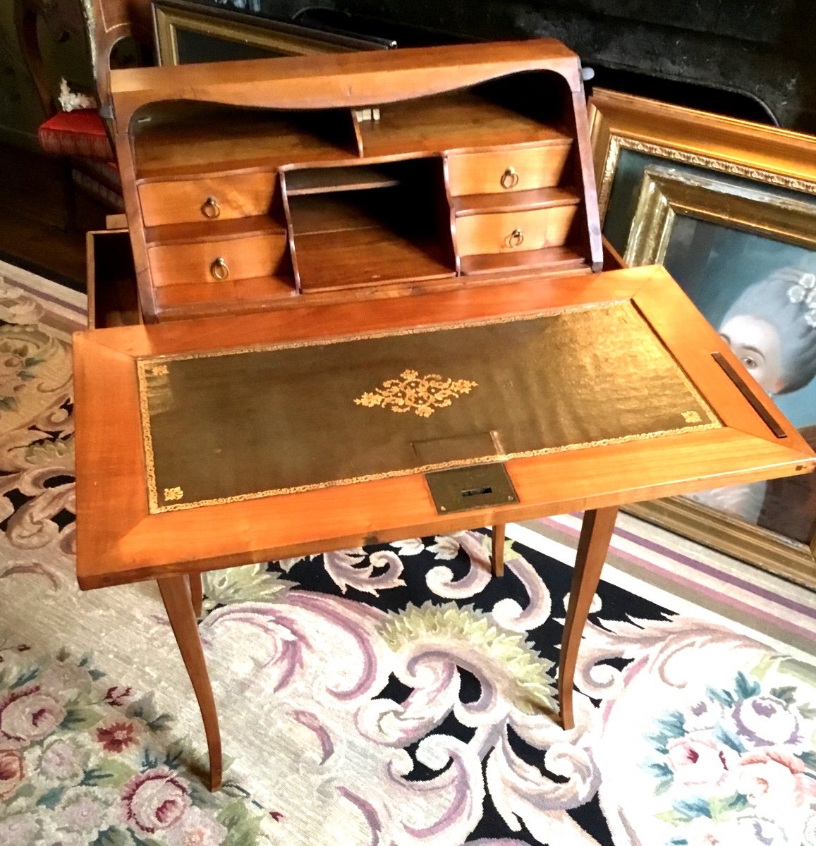 Louis XV Style Capuchin Desk In Cherry Wood-photo-2