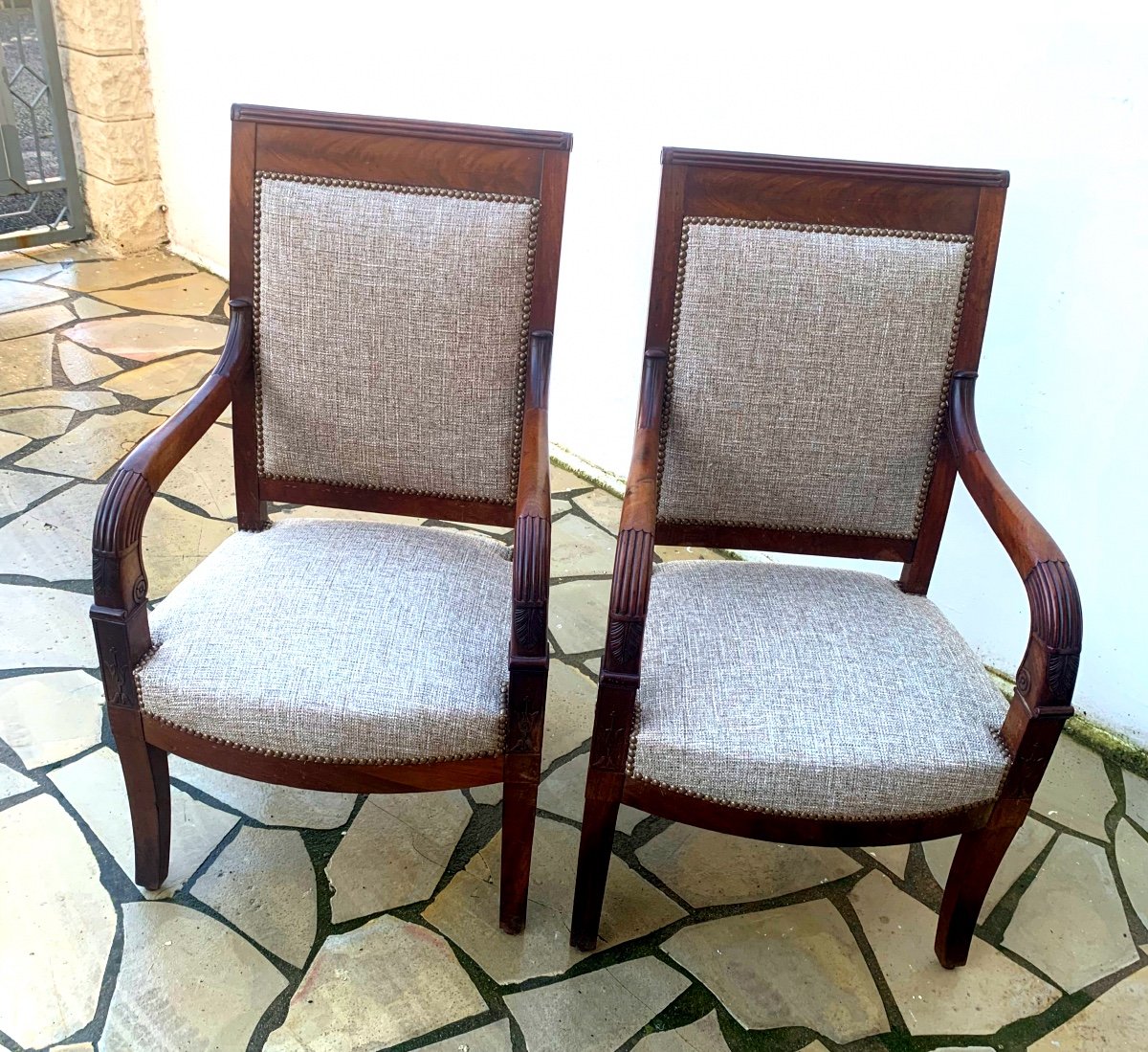 Paire De Fauteuils En Acajou D’époque Directoire -photo-1