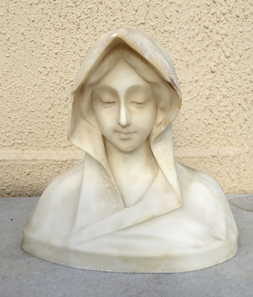 Virgin In Alabaster Bust 