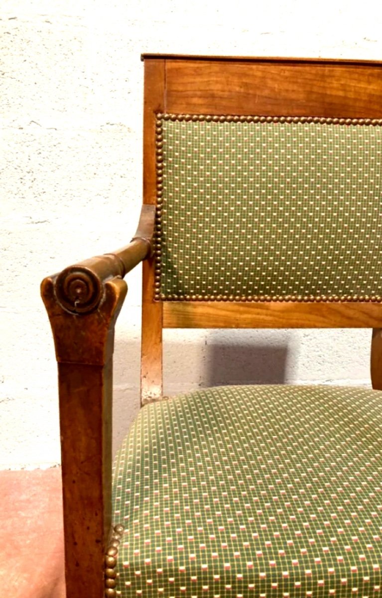 Pair Of Armchairs With Cornice Backs, Early 19th Century -photo-3