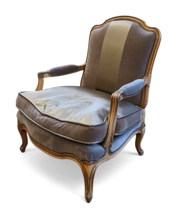 “à La Reine” Armchair In Light Wood. Basket Handle Backrest -photo-2