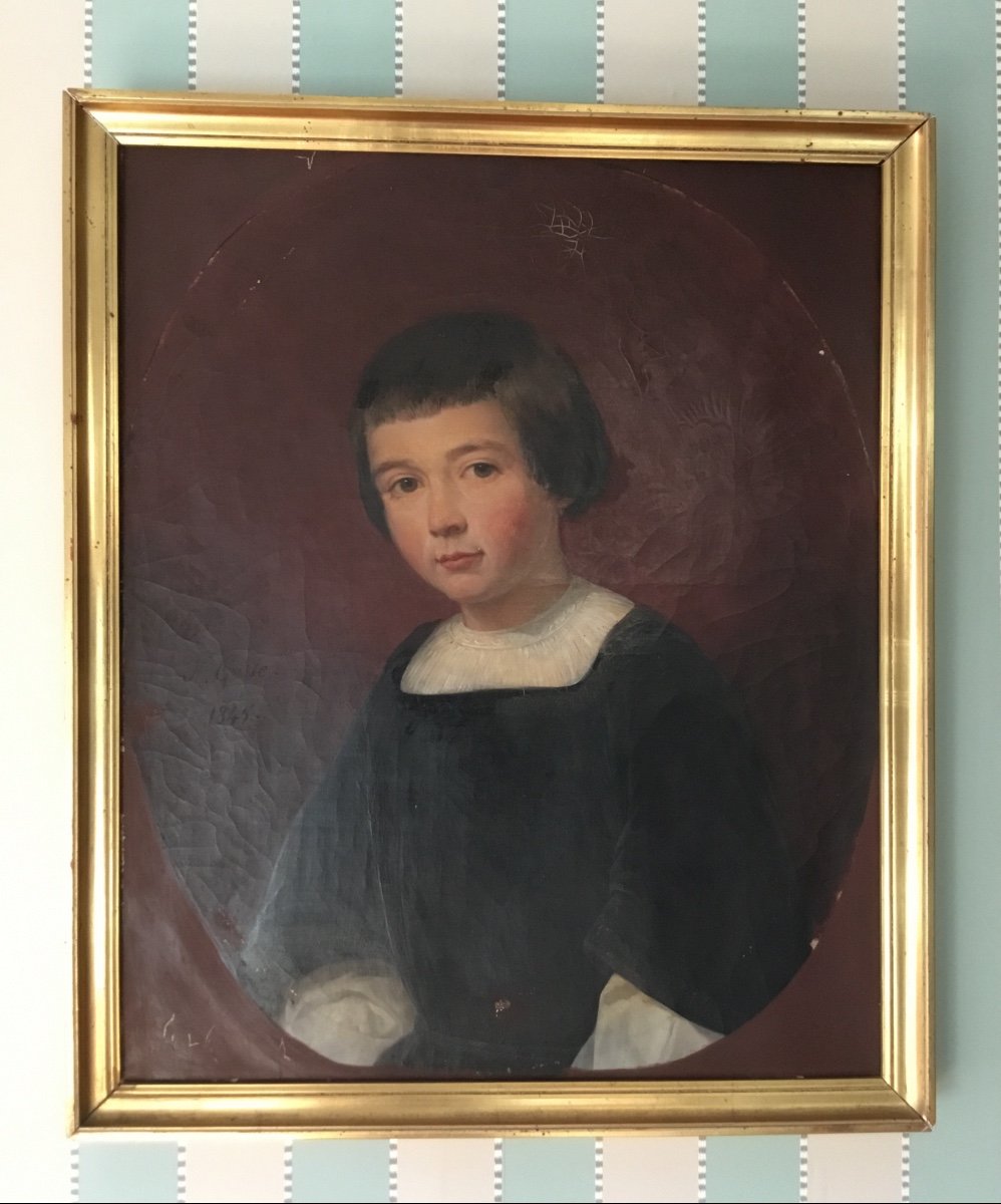 Tres Beau Portrait D’enfant Signé Gosse Et Daté 1845