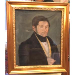 19th Century French School.portrait Of Notable.pastel