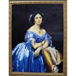 After Ingres. Portrait Of The Princess De Broglie. Oil On Canvas Framed. 135x105cm