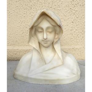 Virgin In Alabaster Bust 