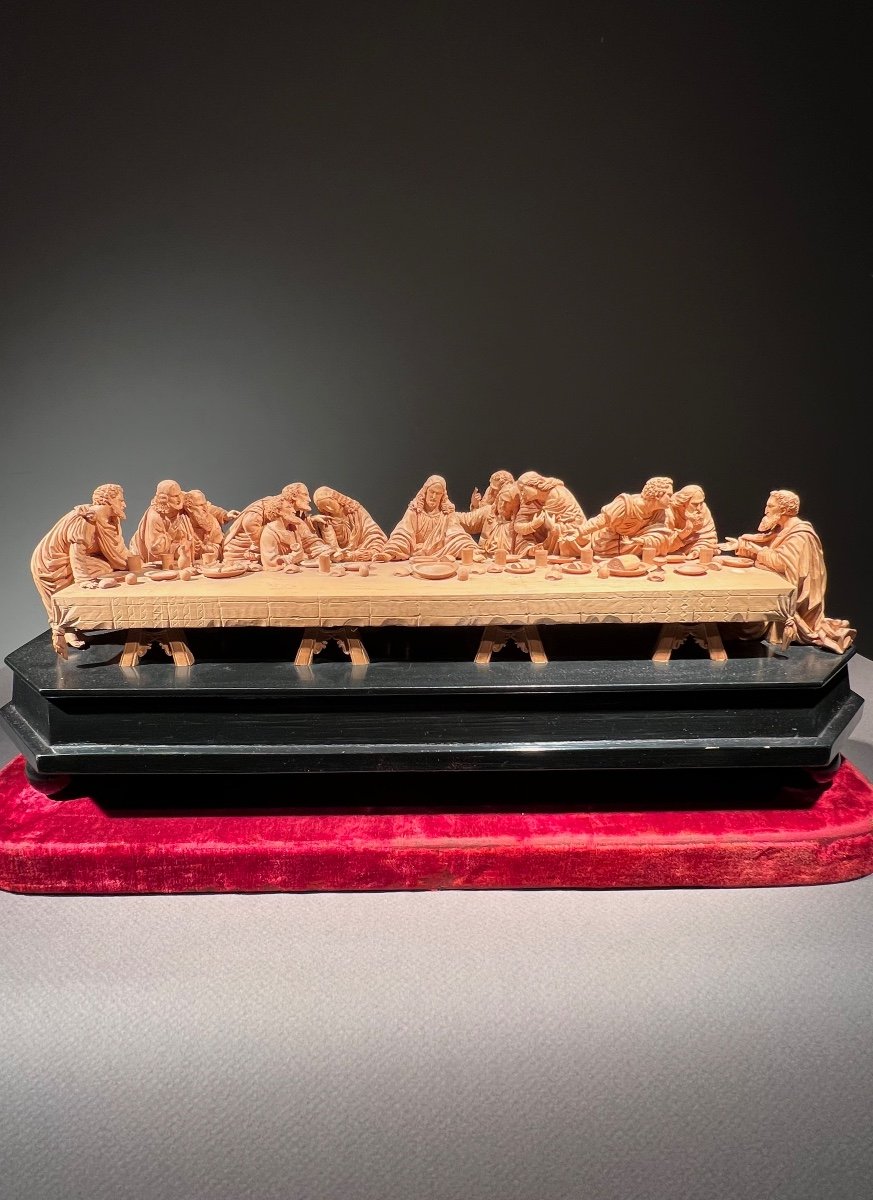 The Last Supper After Da Vinci, Carved In Basswood, Attr. To Hans Mayr, Bavaria, Ca. 1865.