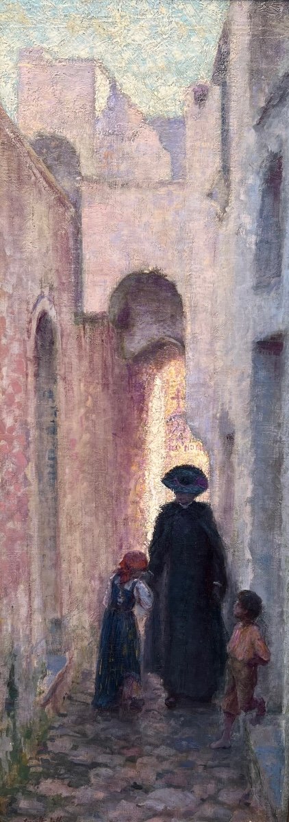 Martin Francis Gwilt Jolley 1859-1917,  Dans Les Rues De Capri, Huile Sur Toile,  Ca. 1900.