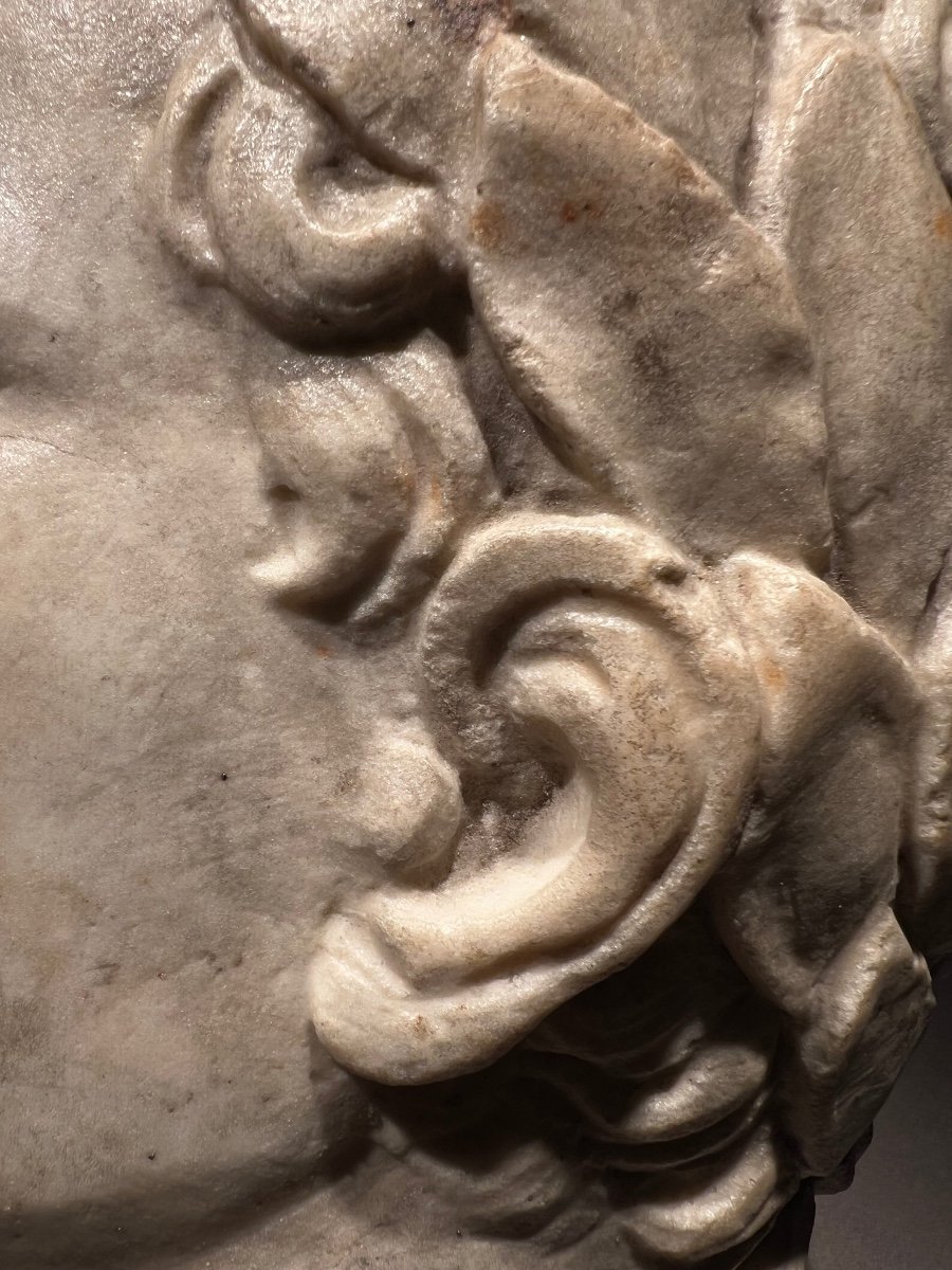 Bas Relief en En Marbre De Carrare Représentant Claudius, Italie, 18e.-photo-3