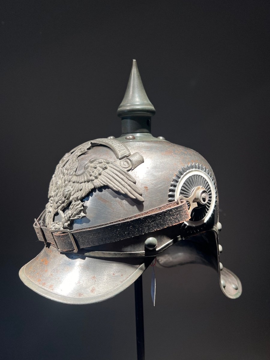 Feldgrau Troop Spiked Helmet Of The 1st Prussian Cuirassier Regiment, Berlin, 1915.