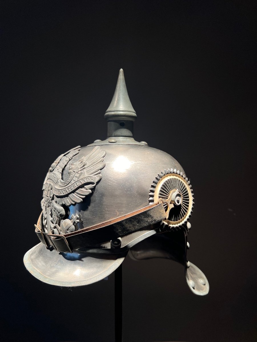 Prussian Cuirassiers Feldgrau Troop's Spiked Helmet, Marked Lachman, Berlin 16.-photo-2