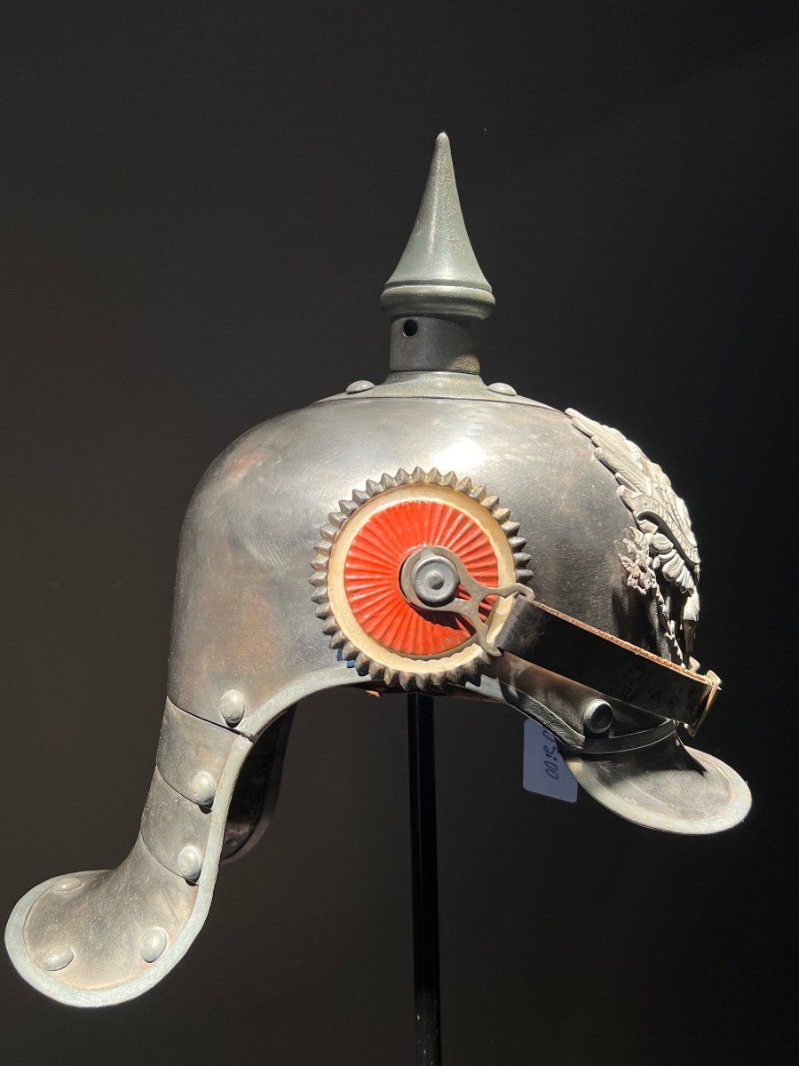 Prussian Cuirassiers Feldgrau Troop's Spiked Helmet, Marked Lachman, Berlin 16.-photo-3