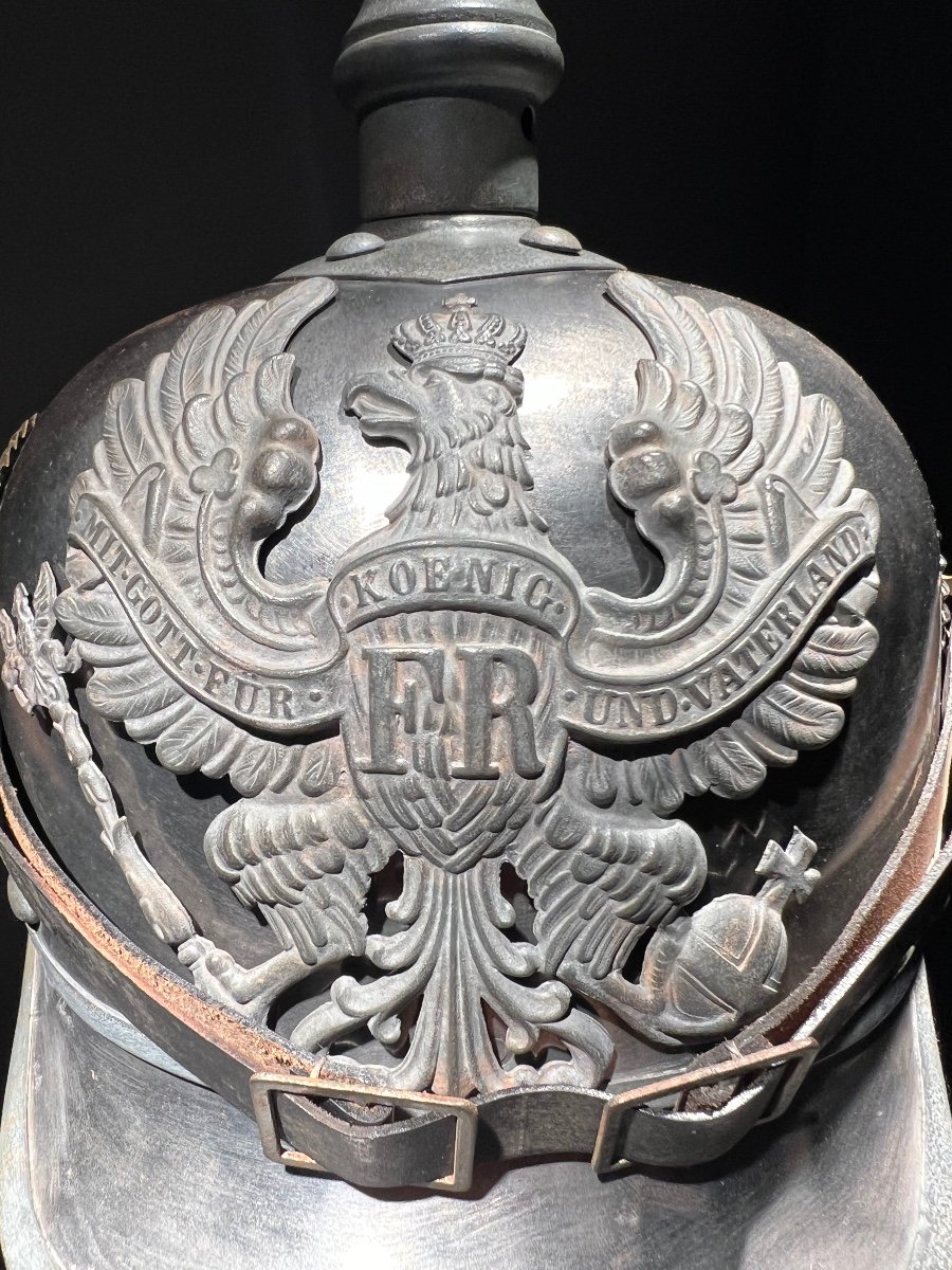 Prussian Cuirassiers Feldgrau Troop's Spiked Helmet, Marked Lachman, Berlin 16.-photo-1