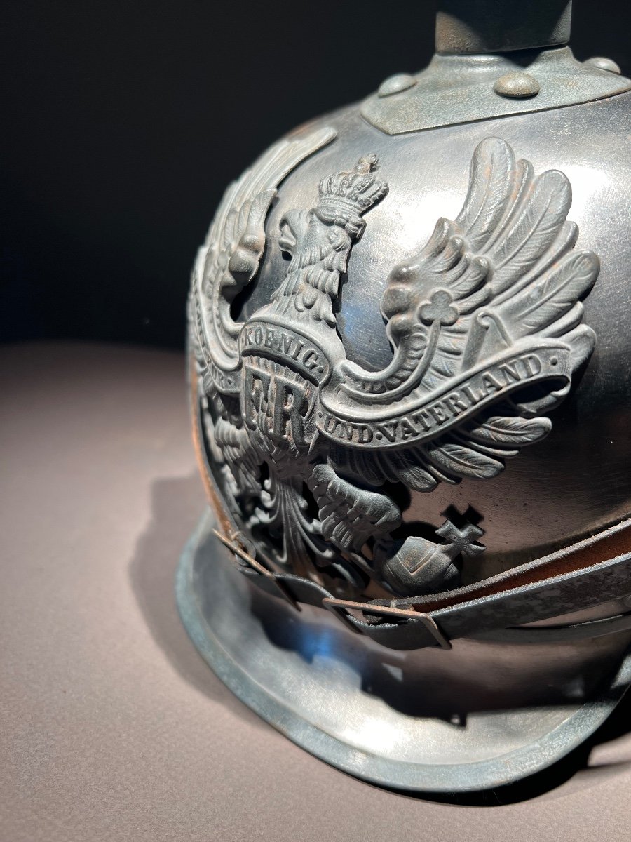 Prussian Cuirassiers Feldgrau Troop's Spiked Helmet, Marked Lachman, Berlin 16.-photo-5