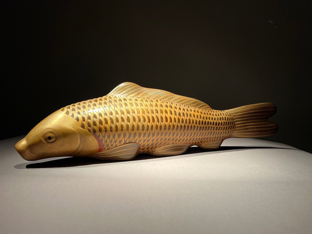 Japanese Golden Carp In Lacquer By Zo Hiko House Of Kyoto, 1920s.